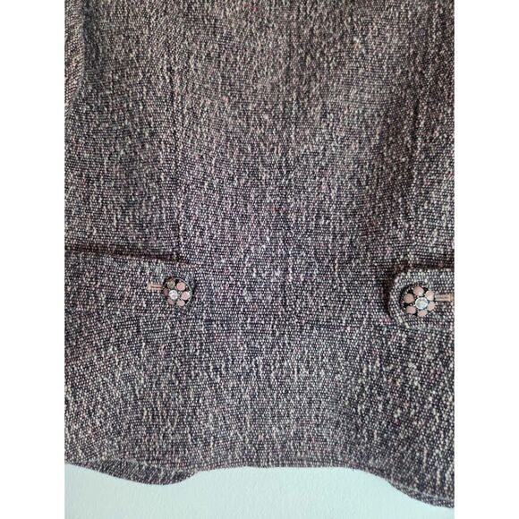 Tahari Brown w/Black Lace Trim Tweed Wool Blend Single Breasted Blazer size 4P - Picture 7 of 9